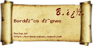 Bordács Ágnes névjegykártya