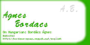agnes bordacs business card